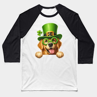 St Patricks Day Peeking Golden Retriever Dog Baseball T-Shirt